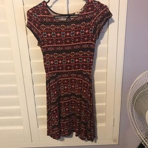 A red tribal print skater dress